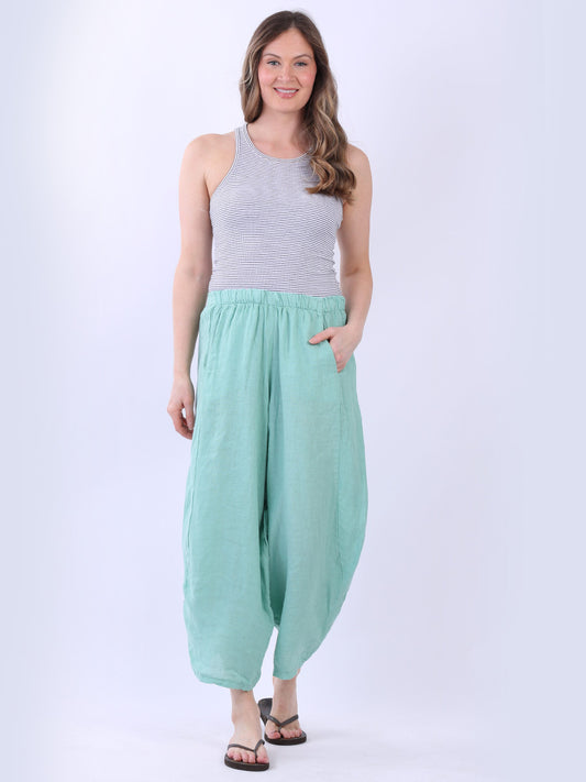 Plain Wide Leg Ladies Loose Linen Trouser