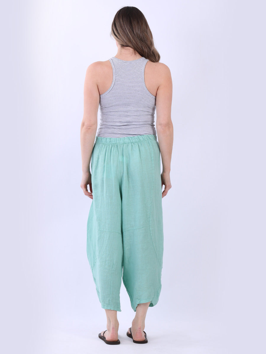 Plain Wide Leg Ladies Loose Linen Trouser
