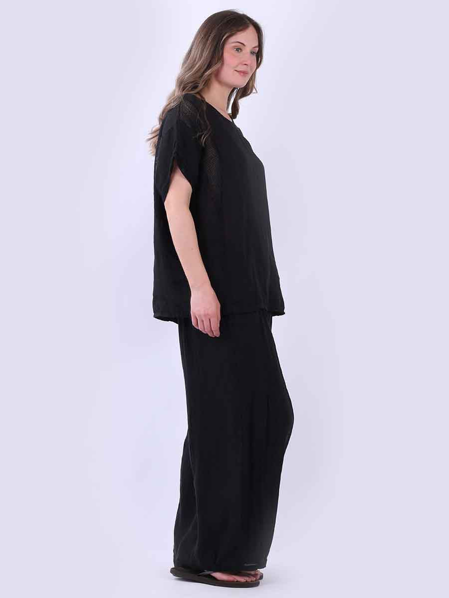 Plain Mesh Net Linen Baggy Top