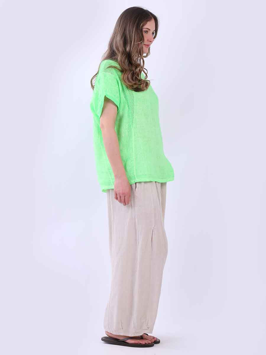 Plain Mesh Net Linen Baggy Top