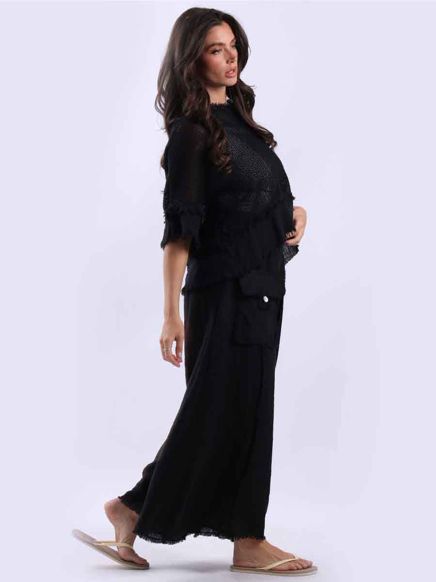 Plain Mesh Net Lagenlook Batwing Top