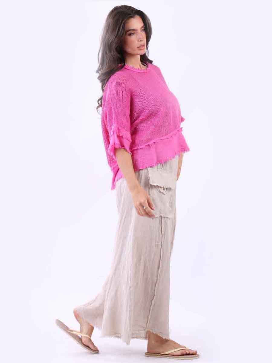 Plain Mesh Net Lagenlook Batwing Top