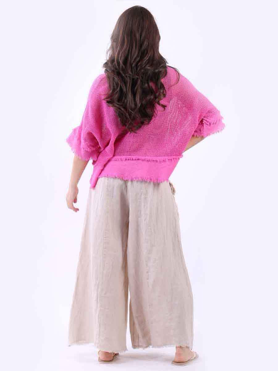 Plain Mesh Net Lagenlook Batwing Top