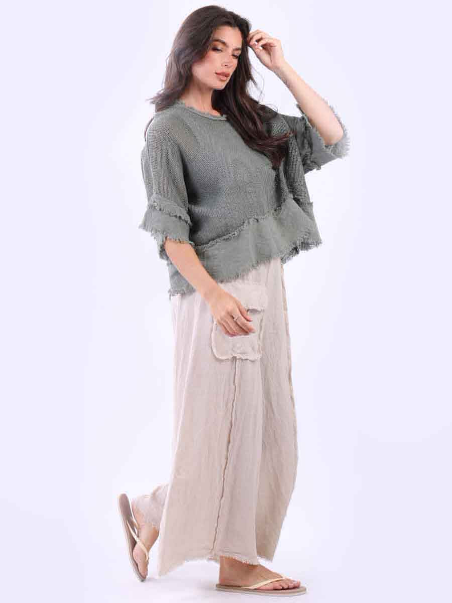 Plain Mesh Net Lagenlook Batwing Top