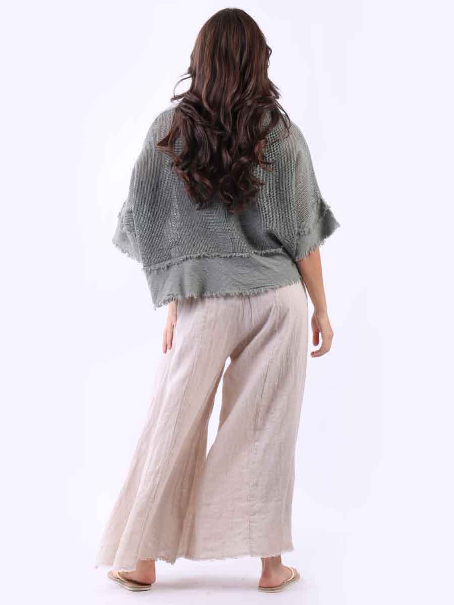 Plain Mesh Net Lagenlook Batwing Top