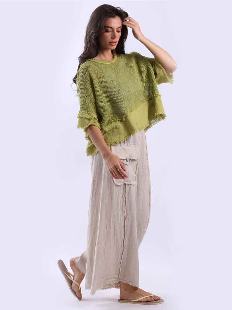 Plain Mesh Net Lagenlook Batwing Top