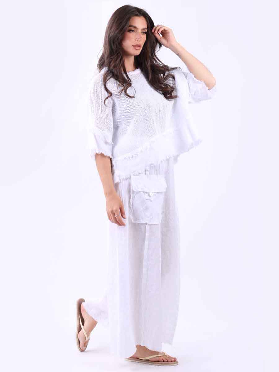 Plain Mesh Net Lagenlook Batwing Top