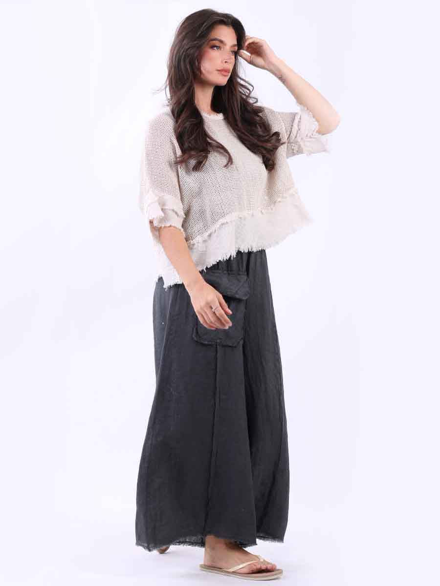 Plain Mesh Net Lagenlook Batwing Top