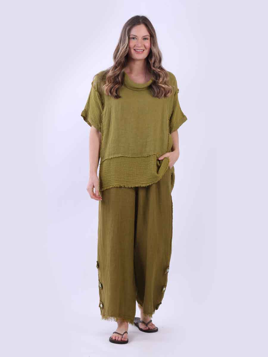 Solid Linen Top Olive