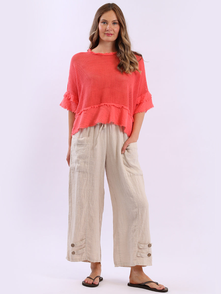 Plain Mesh Net Lagenlook Batwing Top