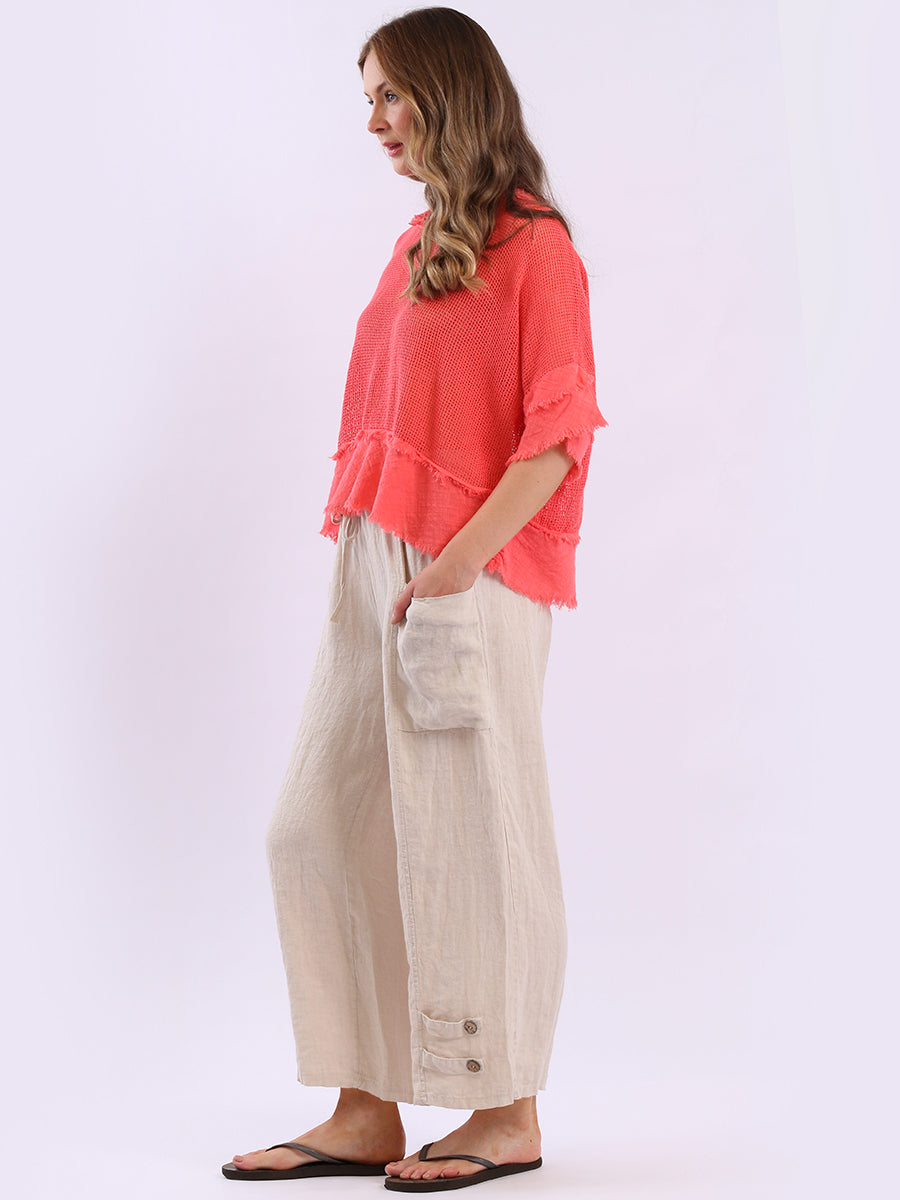 Plain Mesh Net Lagenlook Batwing Top