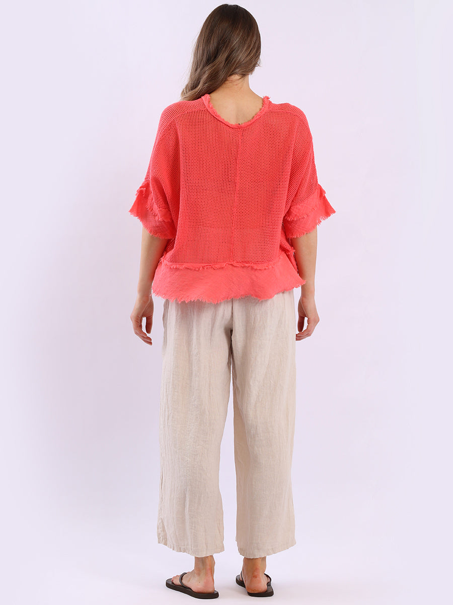 Plain Mesh Net Lagenlook Batwing Top