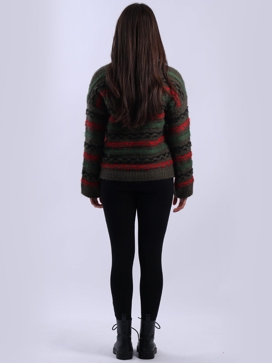 Chunky Wool Knit Stripy Xmas Jumper