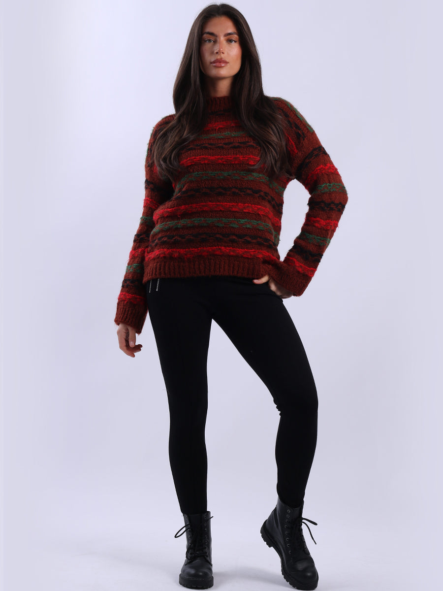 Chunky Wool Knit Stripy Xmas Jumper