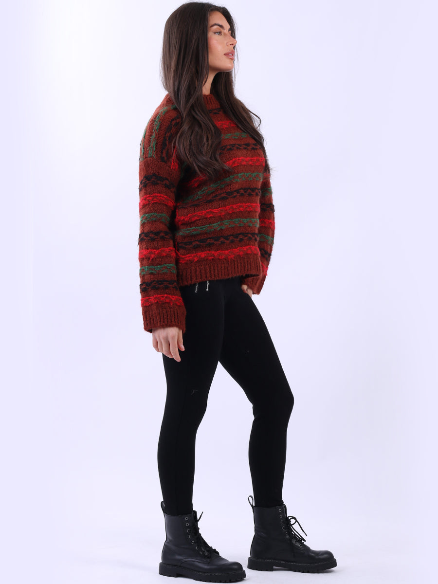 Chunky Wool Knit Stripy Xmas Jumper