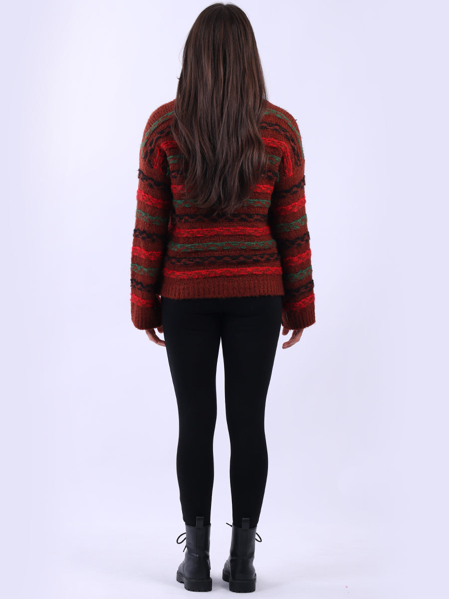 Chunky Wool Knit Stripy Xmas Jumper