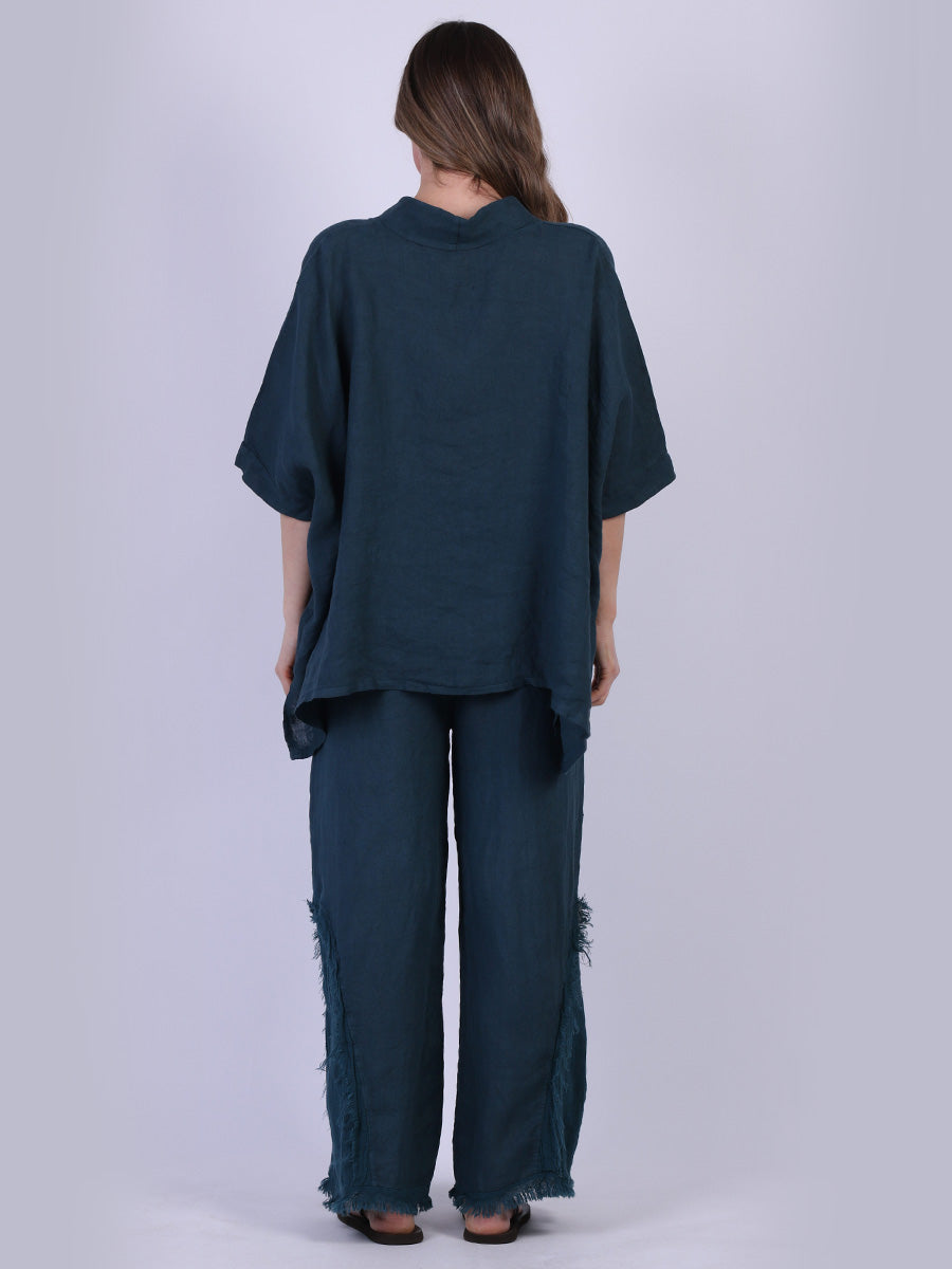 V-Neck Solid Linen Crop Top