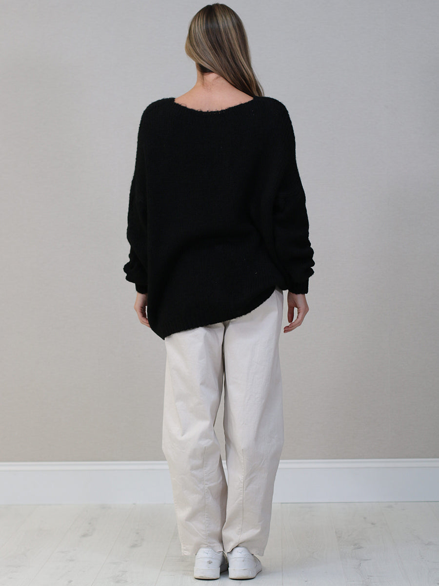 Oversized Solid Knit Boxy Jumper