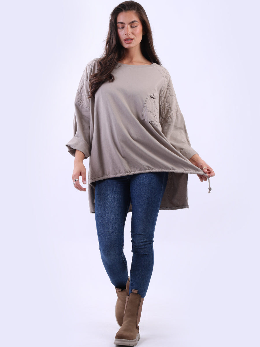 Oversized Drop Shoulders Batwing Embroidered Top