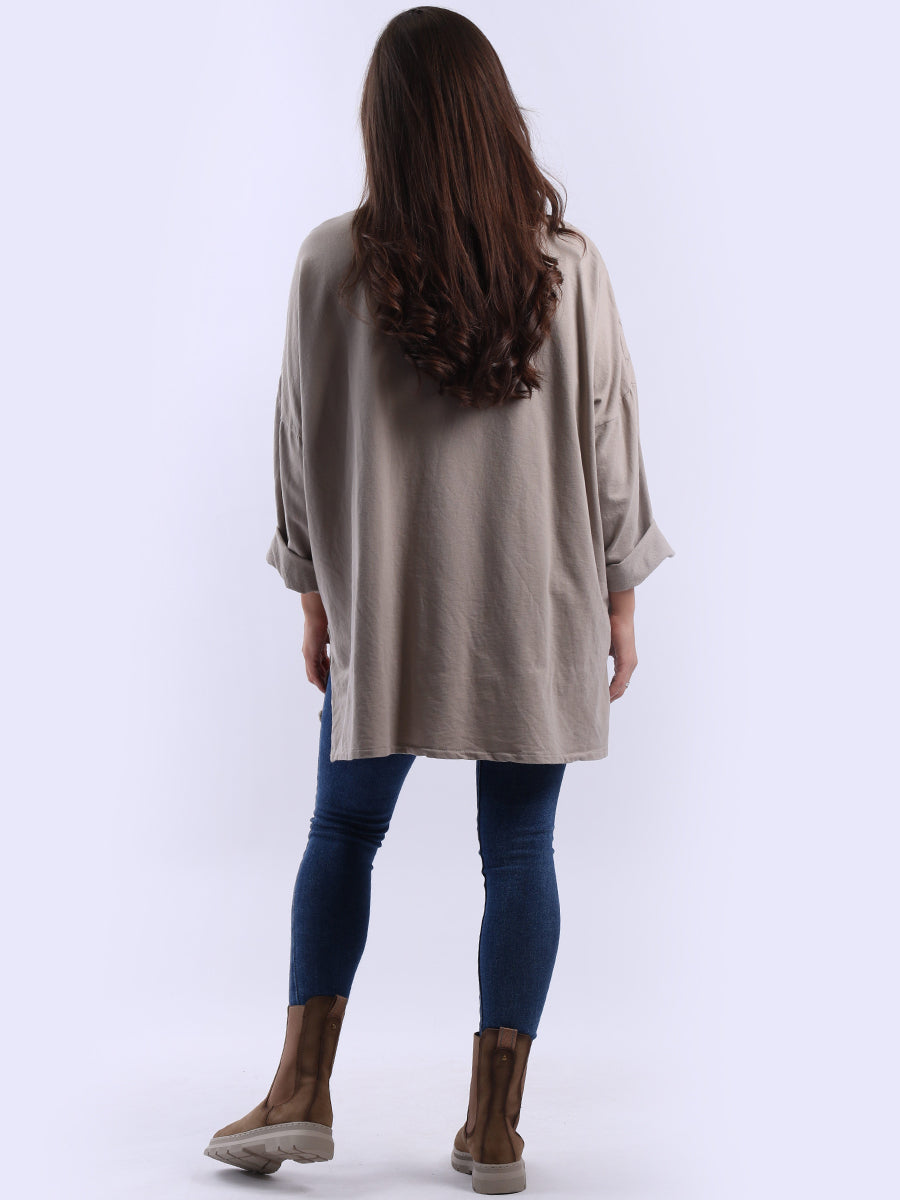 Oversized Drop Shoulders Batwing Embroidered Top