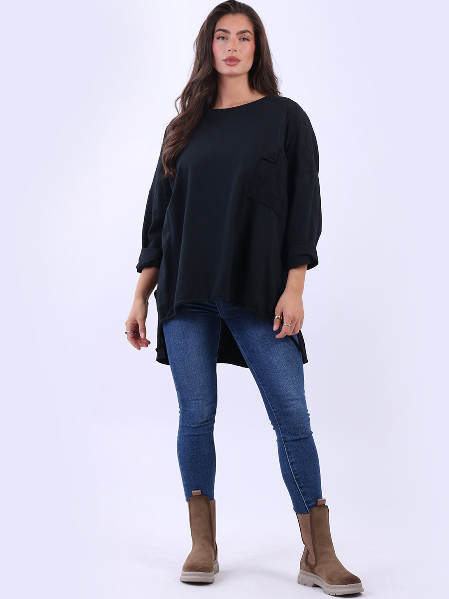 Oversized Drop Shoulders Batwing Embroidered Top