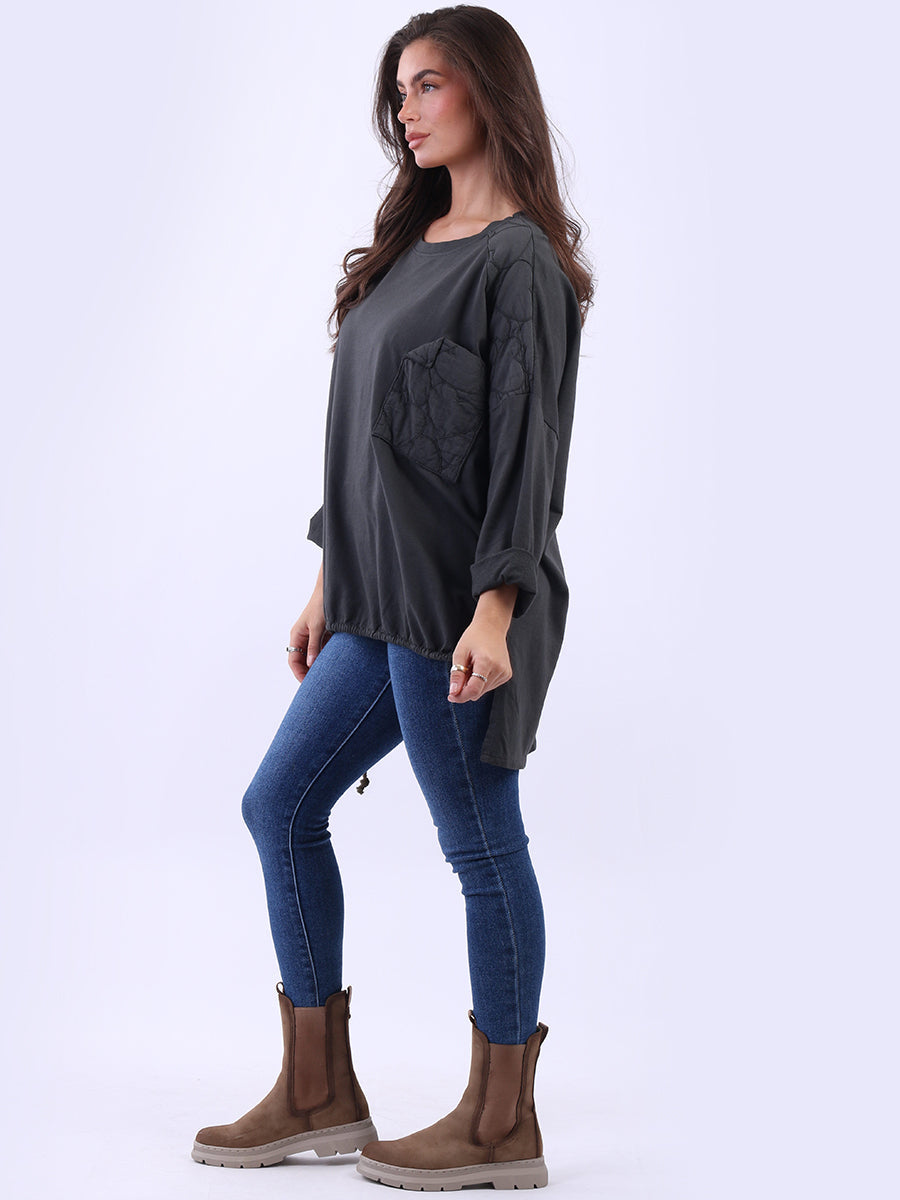 Oversized Drop Shoulders Batwing Embroidered Top