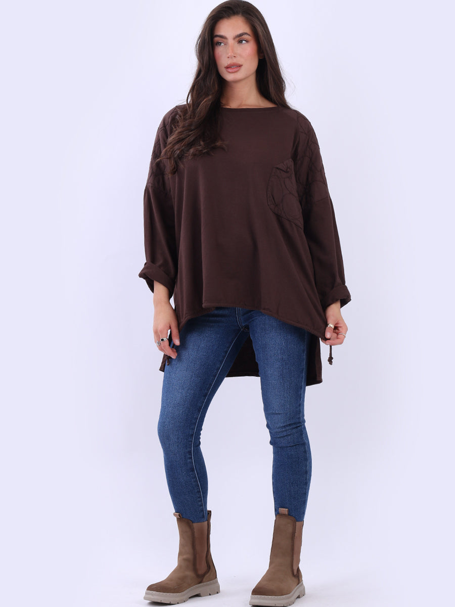 Oversized Drop Shoulders Batwing Embroidered Top