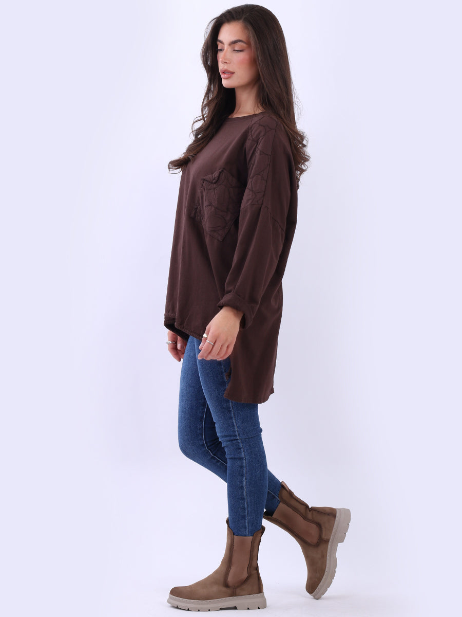 Oversized Drop Shoulders Batwing Embroidered Top