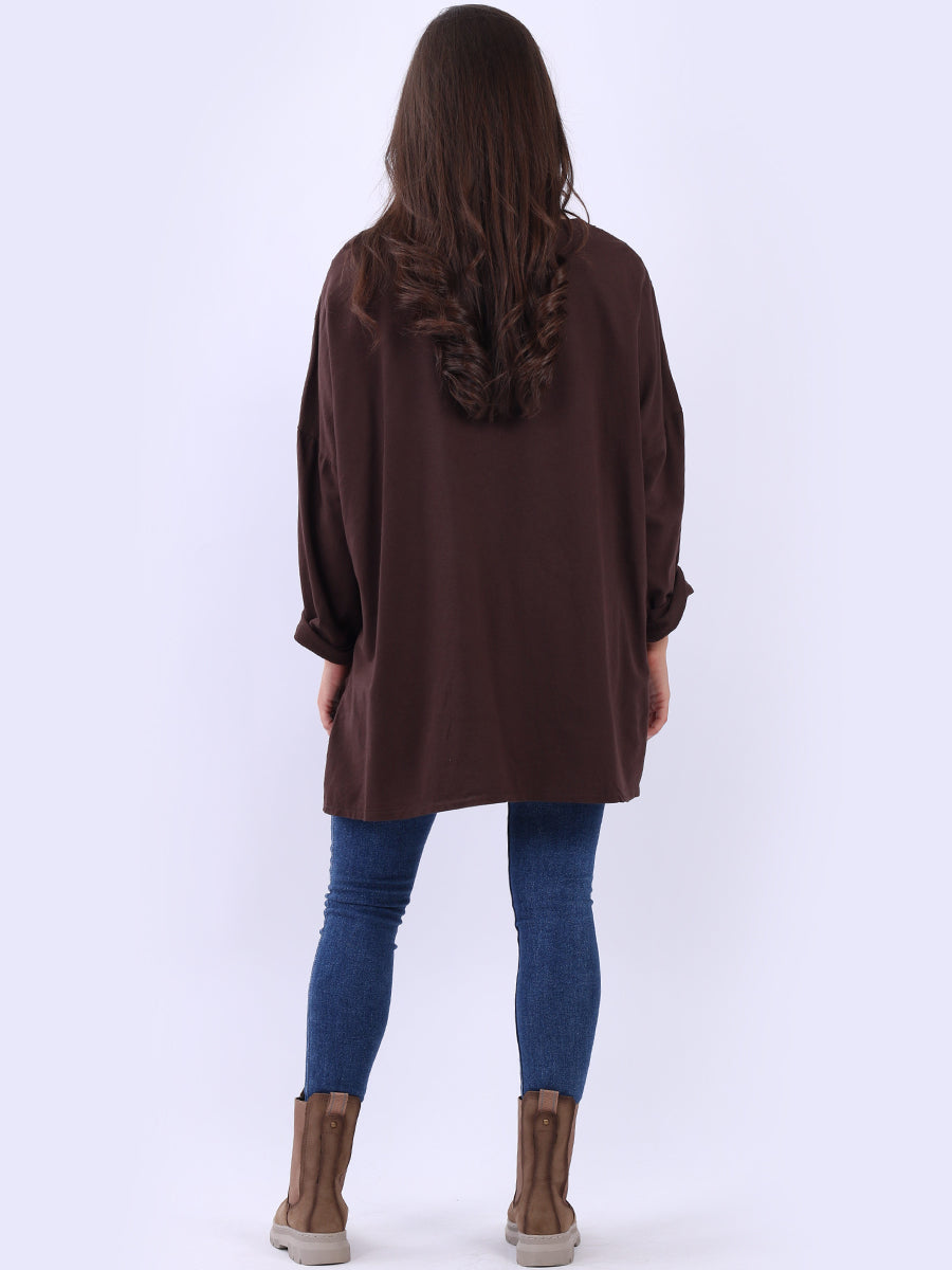 Oversized Drop Shoulders Batwing Embroidered Top