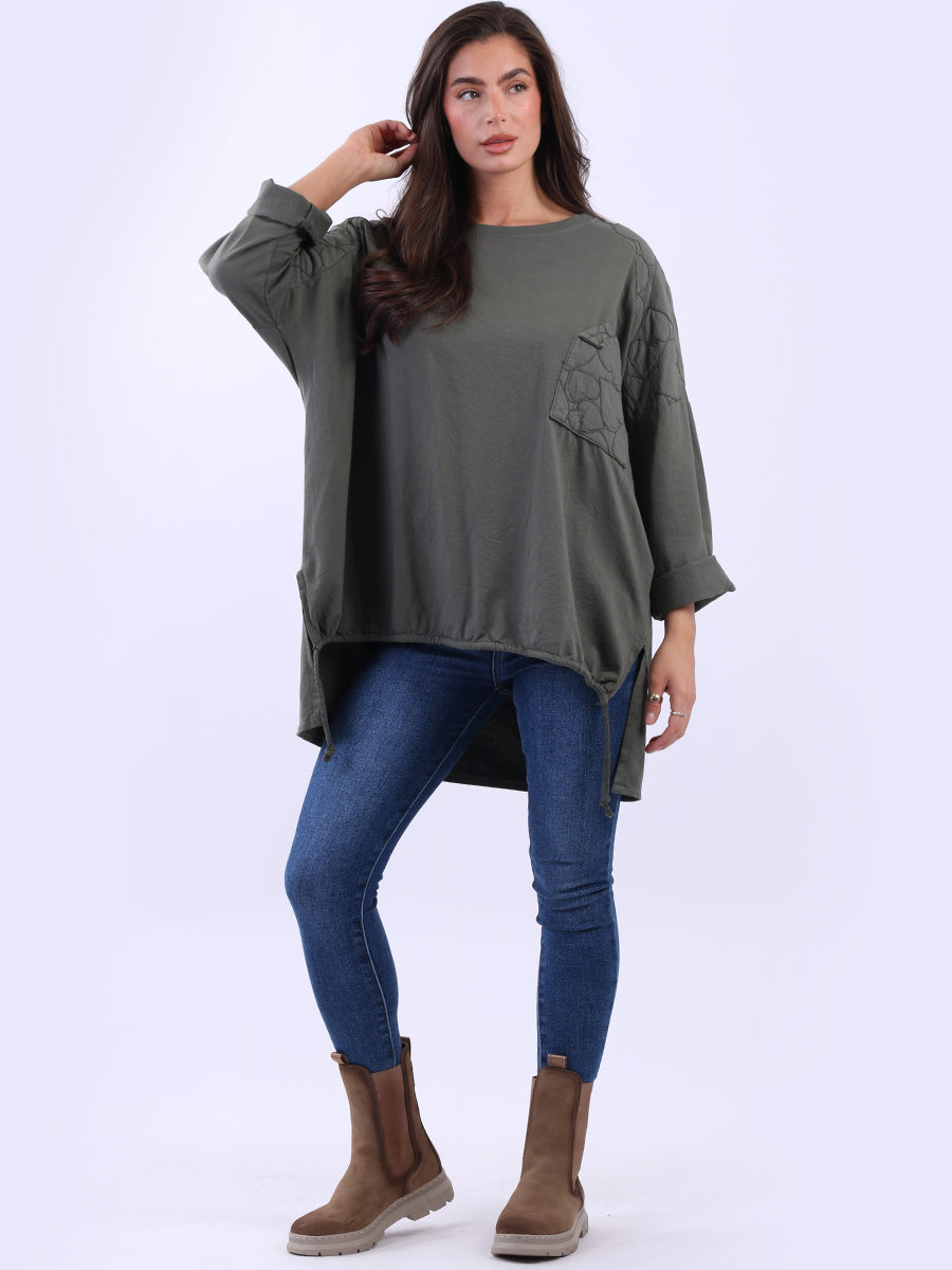 Oversized Drop Shoulders Batwing Embroidered Top