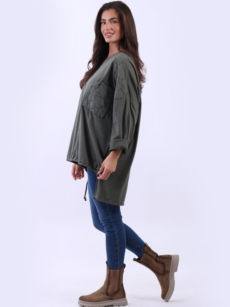 Oversized Drop Shoulders Batwing Embroidered Top