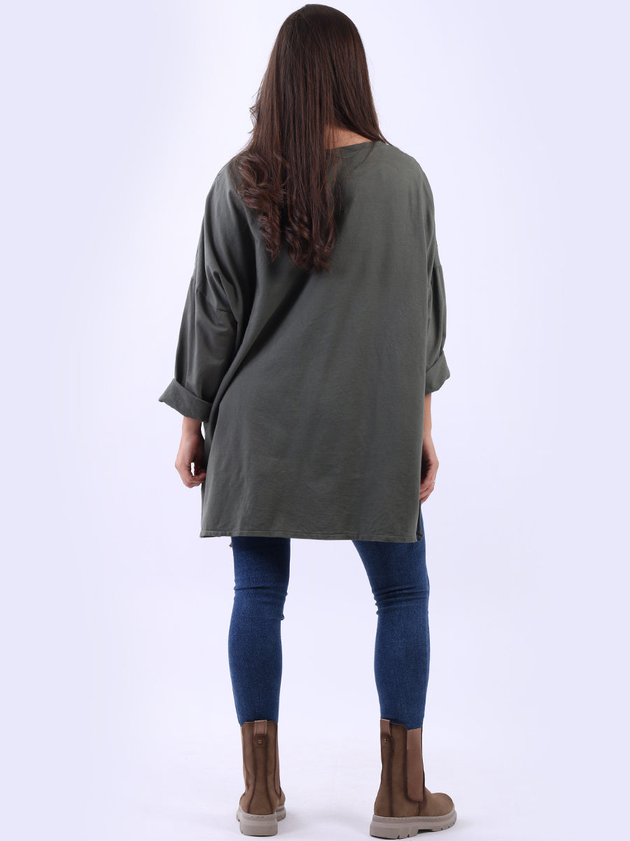 Oversized Drop Shoulders Batwing Embroidered Top