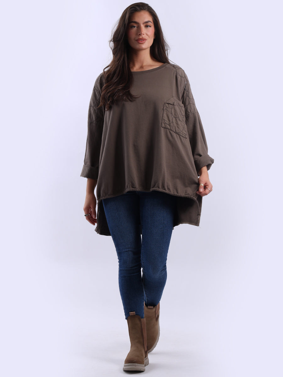 Oversized Drop Shoulders Batwing Embroidered Top