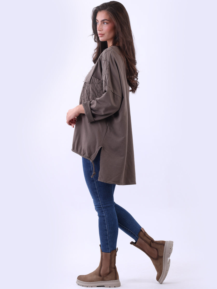 Oversized Drop Shoulders Batwing Embroidered Top