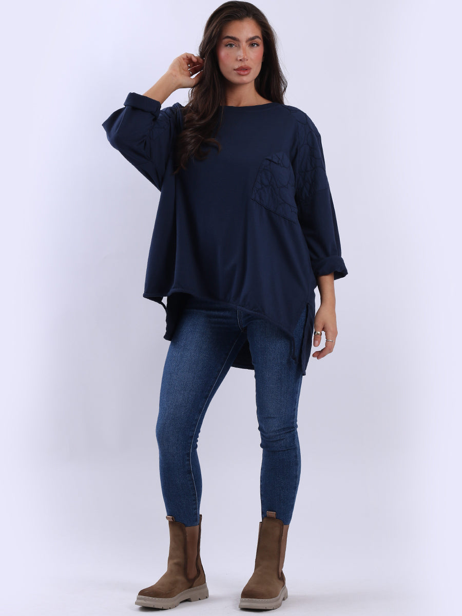 Oversized Drop Shoulders Batwing Embroidered Top