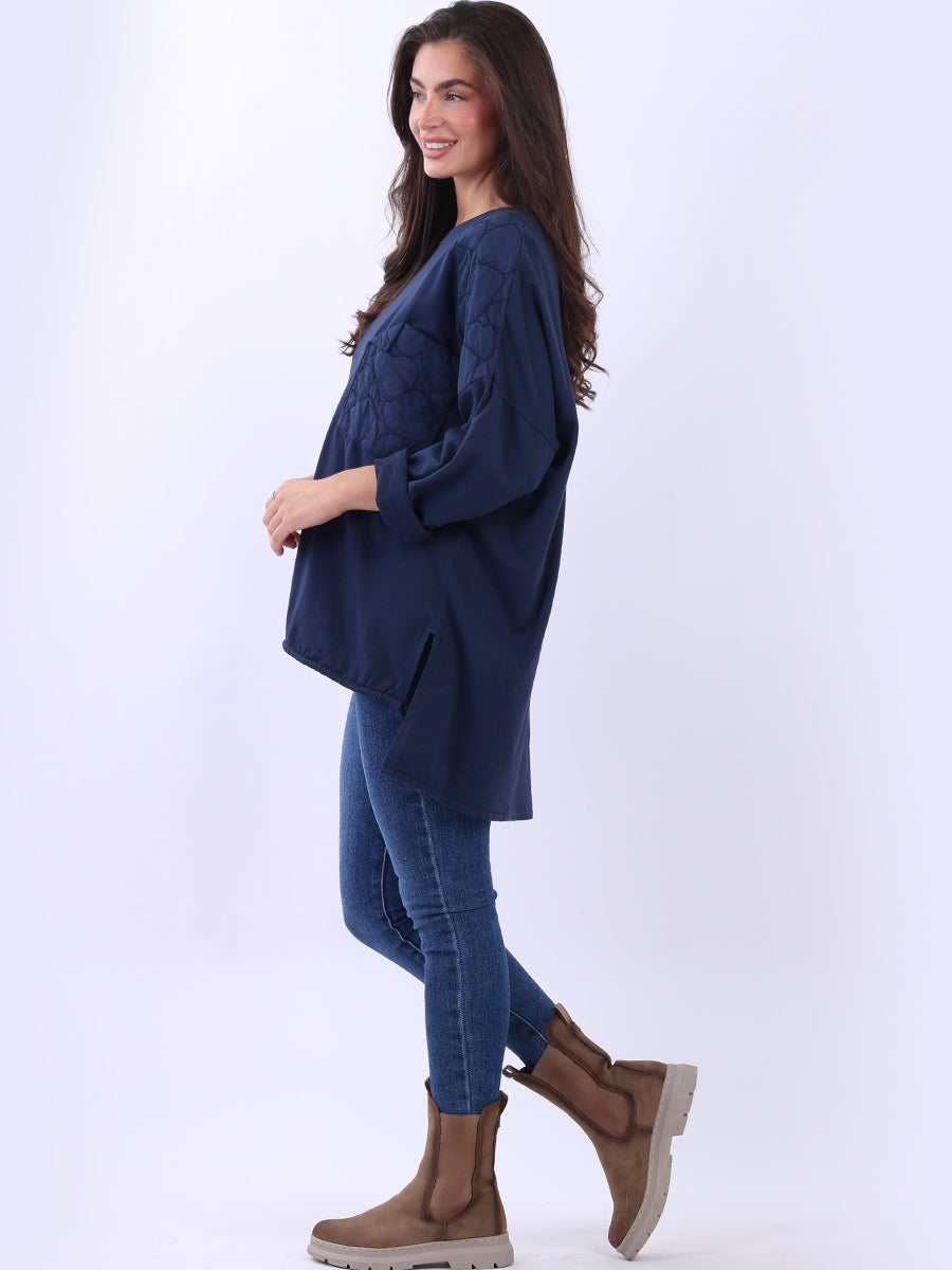Oversized Drop Shoulders Batwing Embroidered Top