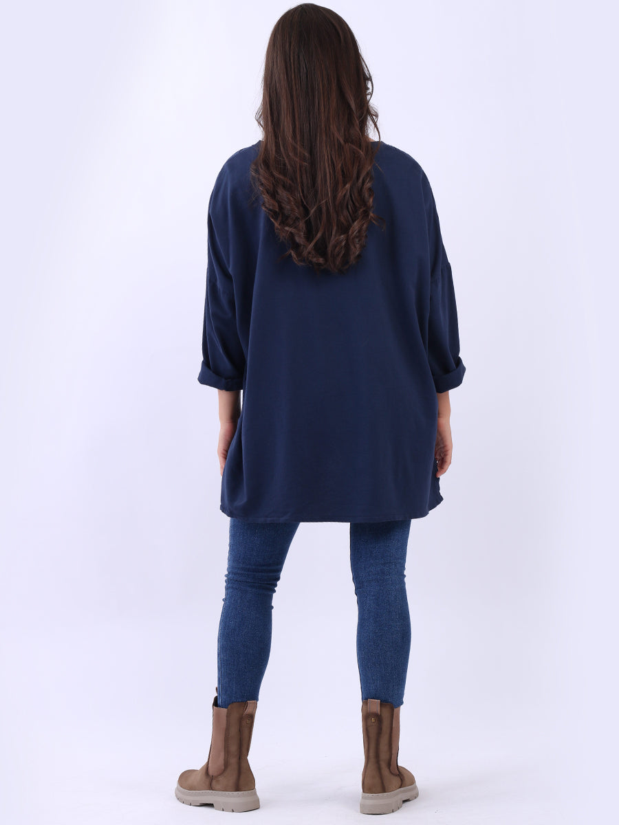 Oversized Drop Shoulders Batwing Embroidered Top