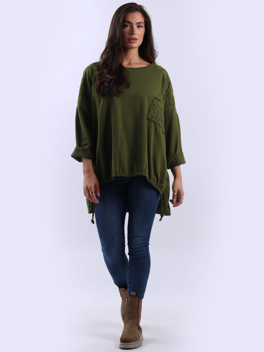 Oversized Drop Shoulders Batwing Embroidered Top