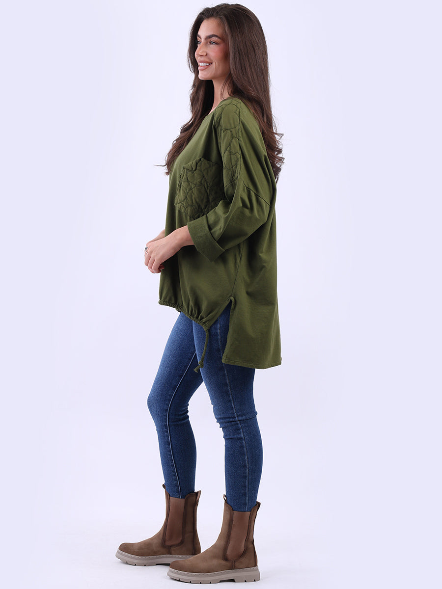 Oversized Drop Shoulders Batwing Embroidered Top