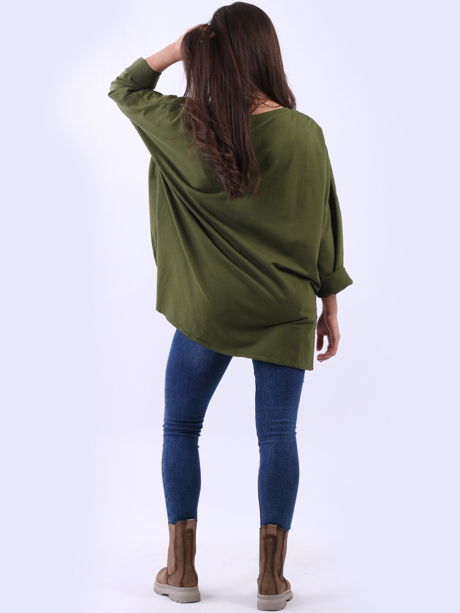 Oversized Drop Shoulders Batwing Embroidered Top