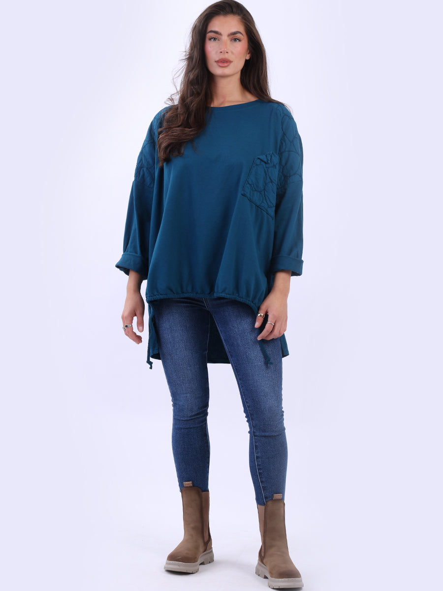 Oversized Drop Shoulders Batwing Embroidered Top