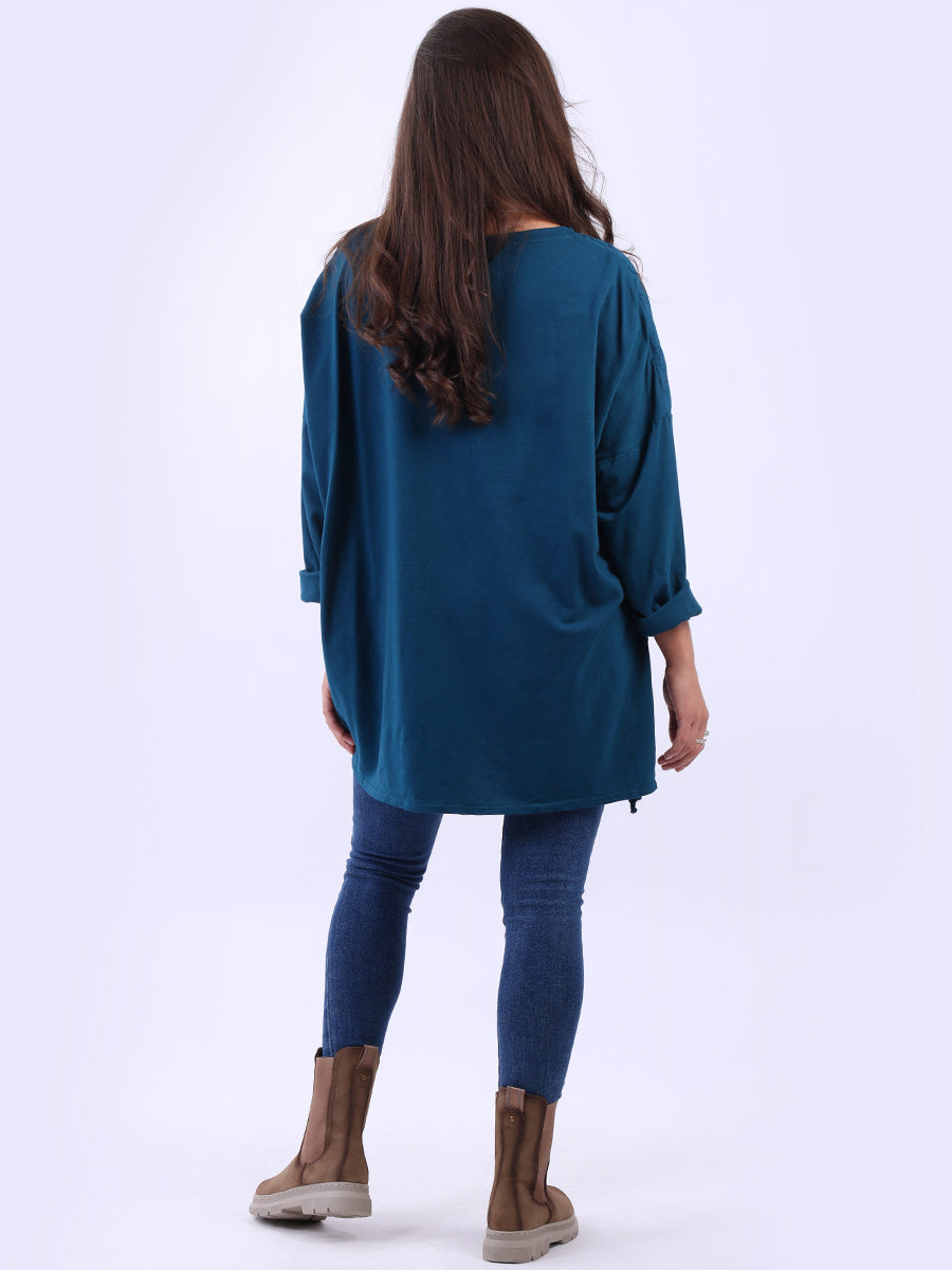 Oversized Drop Shoulders Batwing Embroidered Top