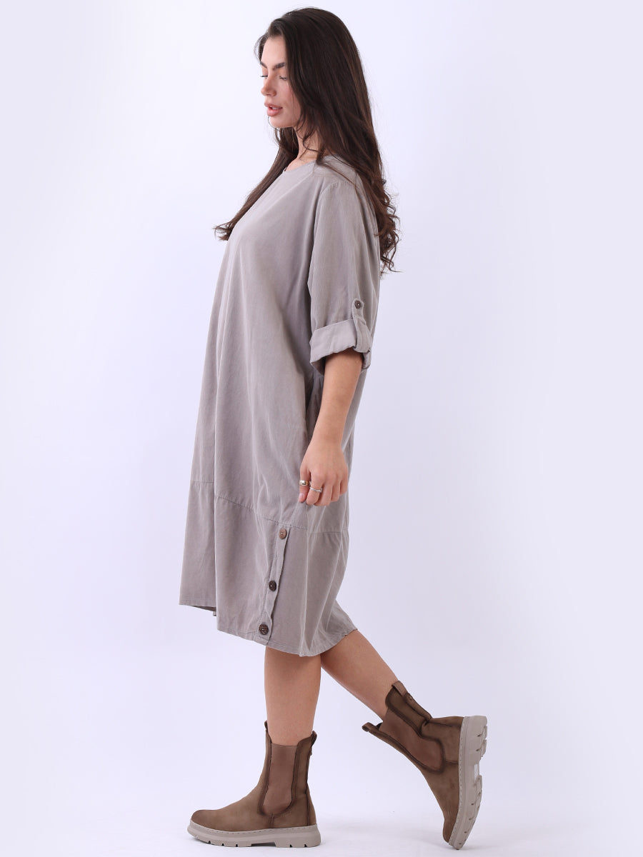 Solid Cotton Corduroy Oversized Dress