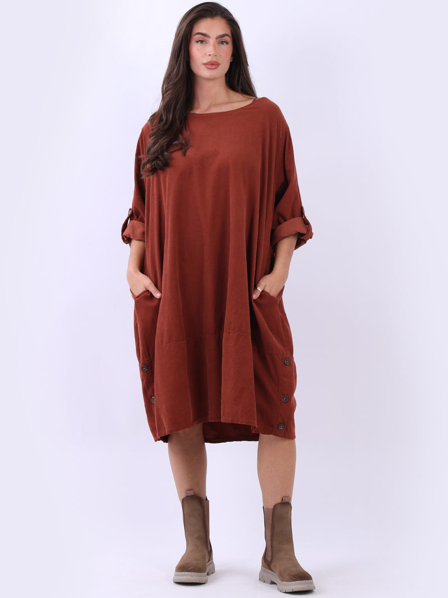 Solid Cotton Corduroy Oversized Dress