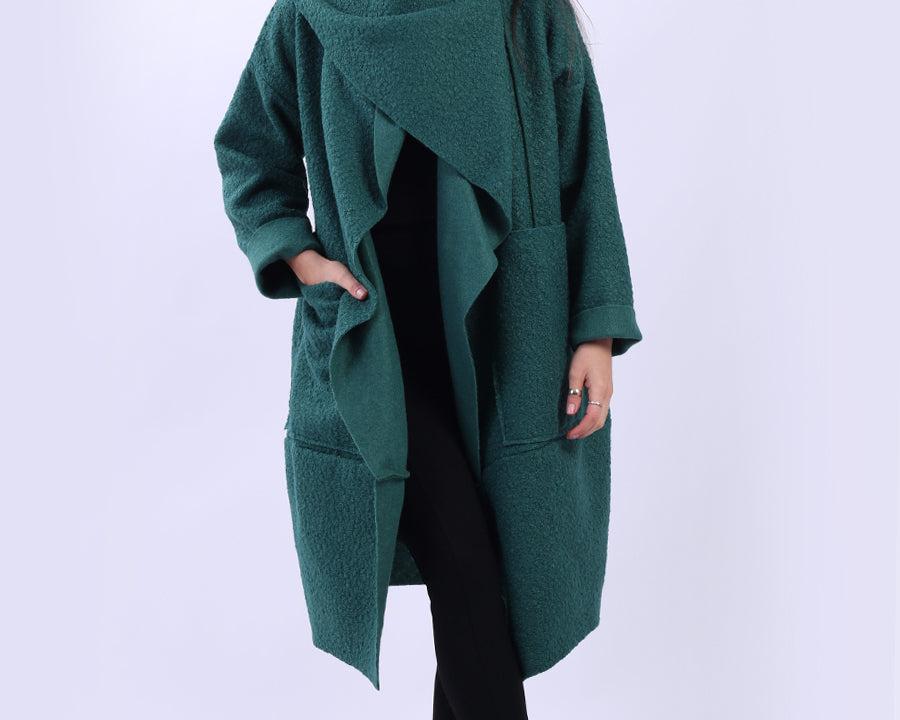 Ladies Cowl Neck Woolen Oversized Coat