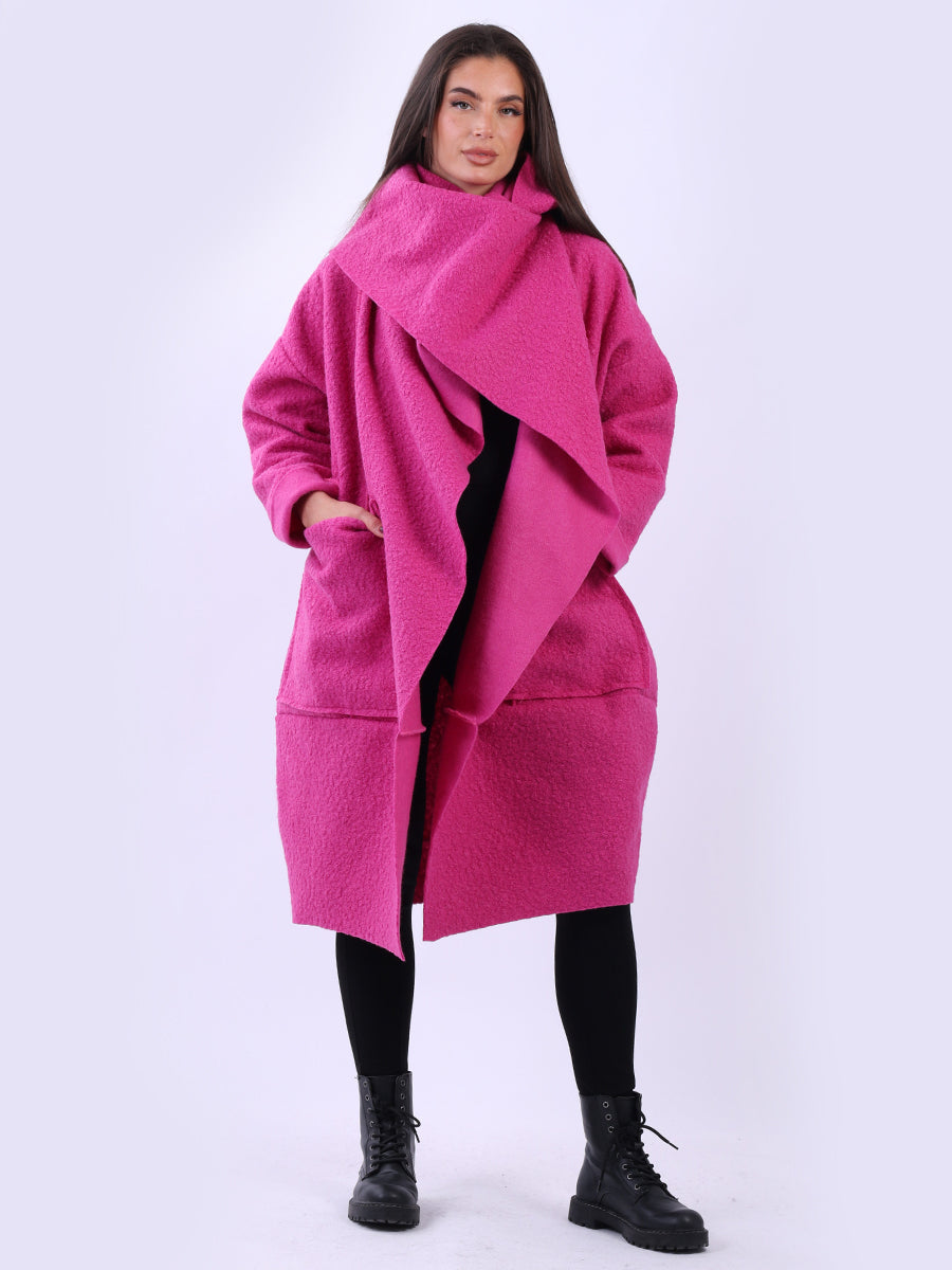 Ladies Cowl Neck Woolen Oversized Coat