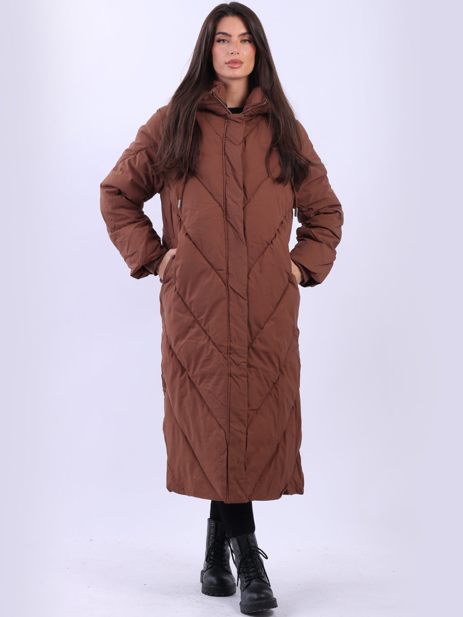 Italian Padded Puffer Women Oversized Long Hoodie Jacket