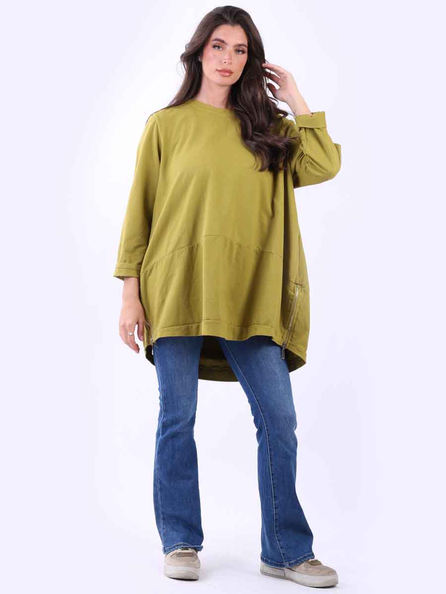 Solid Cotton Baggy Top Olive