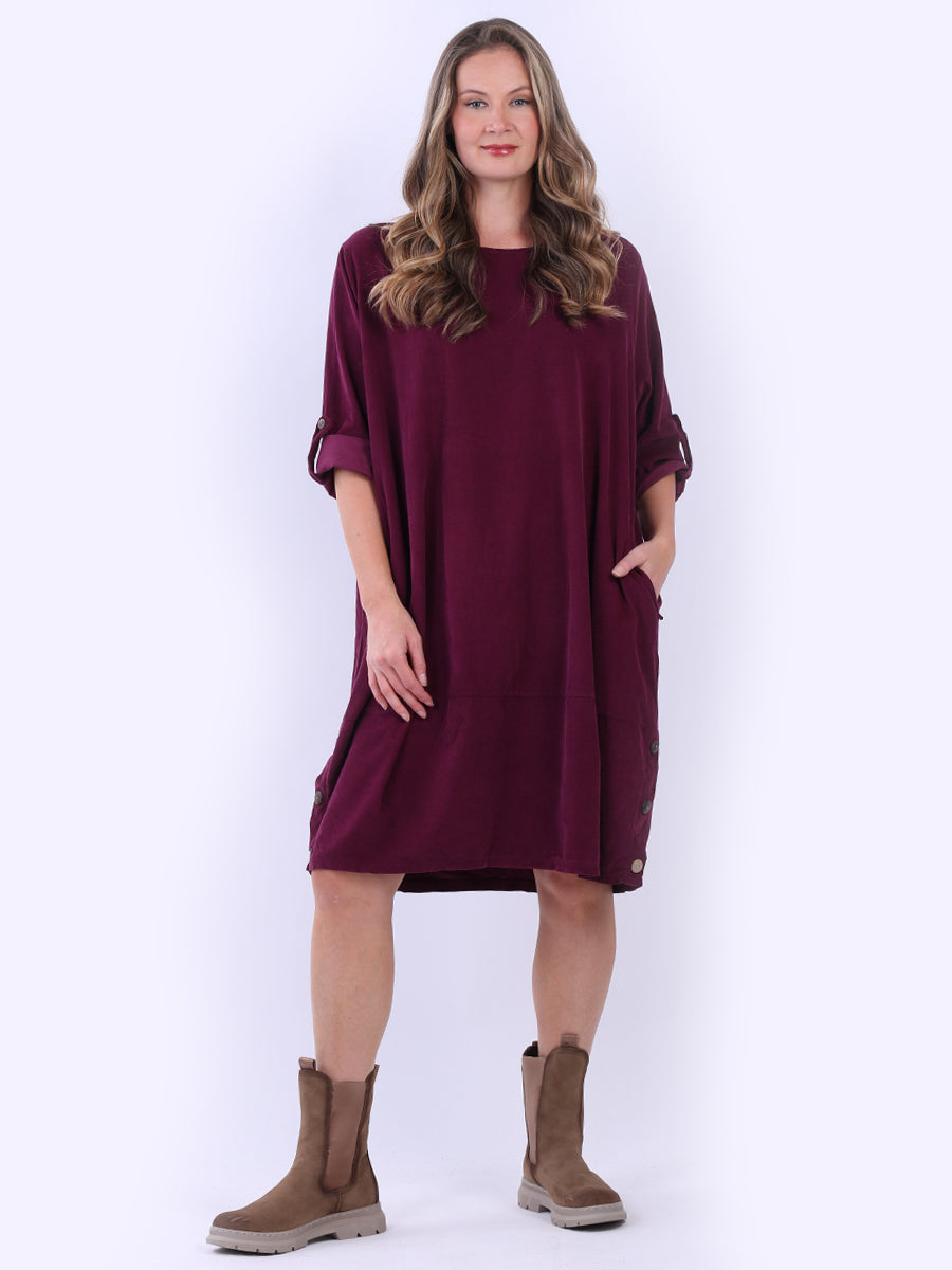 Solid Cotton Corduroy Oversized Dress