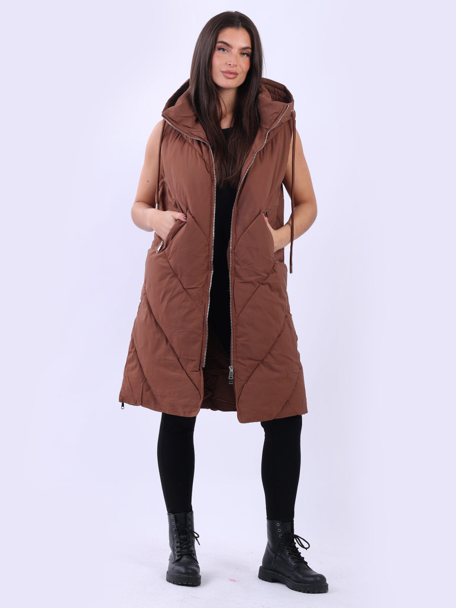 Italian Women Plus Size Lagenlook Puffer Hoodie Gilet